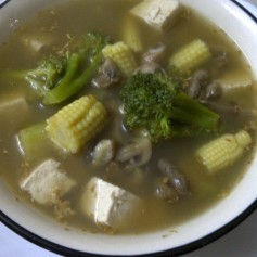 Fat Free Ginger Redolent Broth with Bean Ciurd and Tofu, The Asian Way