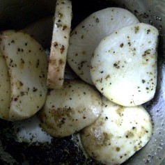Turnip Croutons - Step 1 Marinate the Turnip