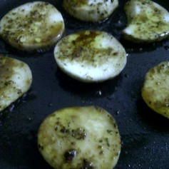 Turnip Croutons - Step 2 Sear the Marinated Turnip Discs