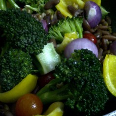 Ingredients for Warm Salad of Barley, Beans and Vegetables in Garlicky Dressing