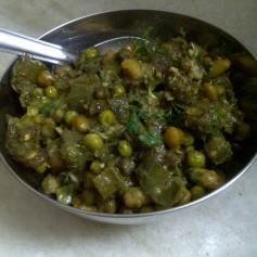 A Curry of Fresh Legumes, Aubergine & Ridgegourd, The Indian Way
