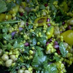 Saffron Infused Pearl Barley with Rocket, Pomegranate & Chickpea
